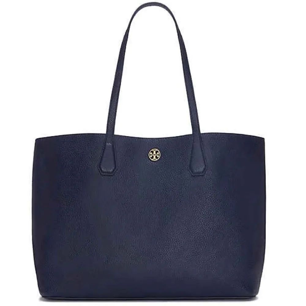 Tory Burch Navy Blue Pebbled leather Tote Bag